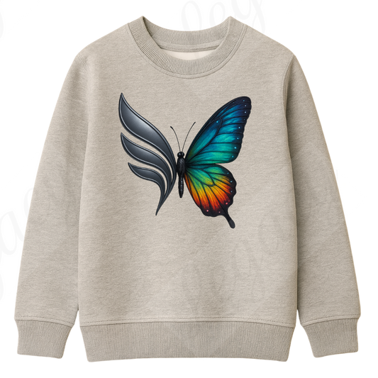 Set Kinder Sweatshirt Grau+T-Butterfly Legacy-Kinder Sweatshirt-Hochwertiger DTF Print/Weiche Baumwolle - Adi-Alex-Legacy