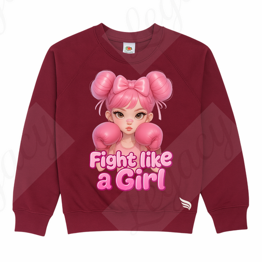 Fight like a Girl-Kinder Sweatshirt-Hochwertiger DTF Print/Weiche Baumwolle - Adi-Alex-Legacy