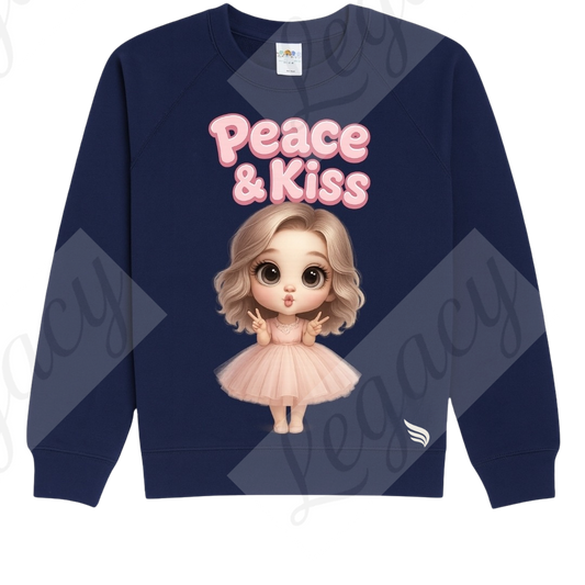 Kiss & Peace-Kinder Sweatshirt-Hochwertiger DTF Print/Weiche Baumwolle - Adi-Alex-Legacy