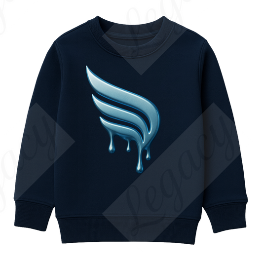 Set Kinder Sweatshirt Dunkel Blau, Weiß+T-Shirt Melt Legacy--Hochwertiger DTF Print/Weiche Baumwolle - Adi-Alex-Legacy