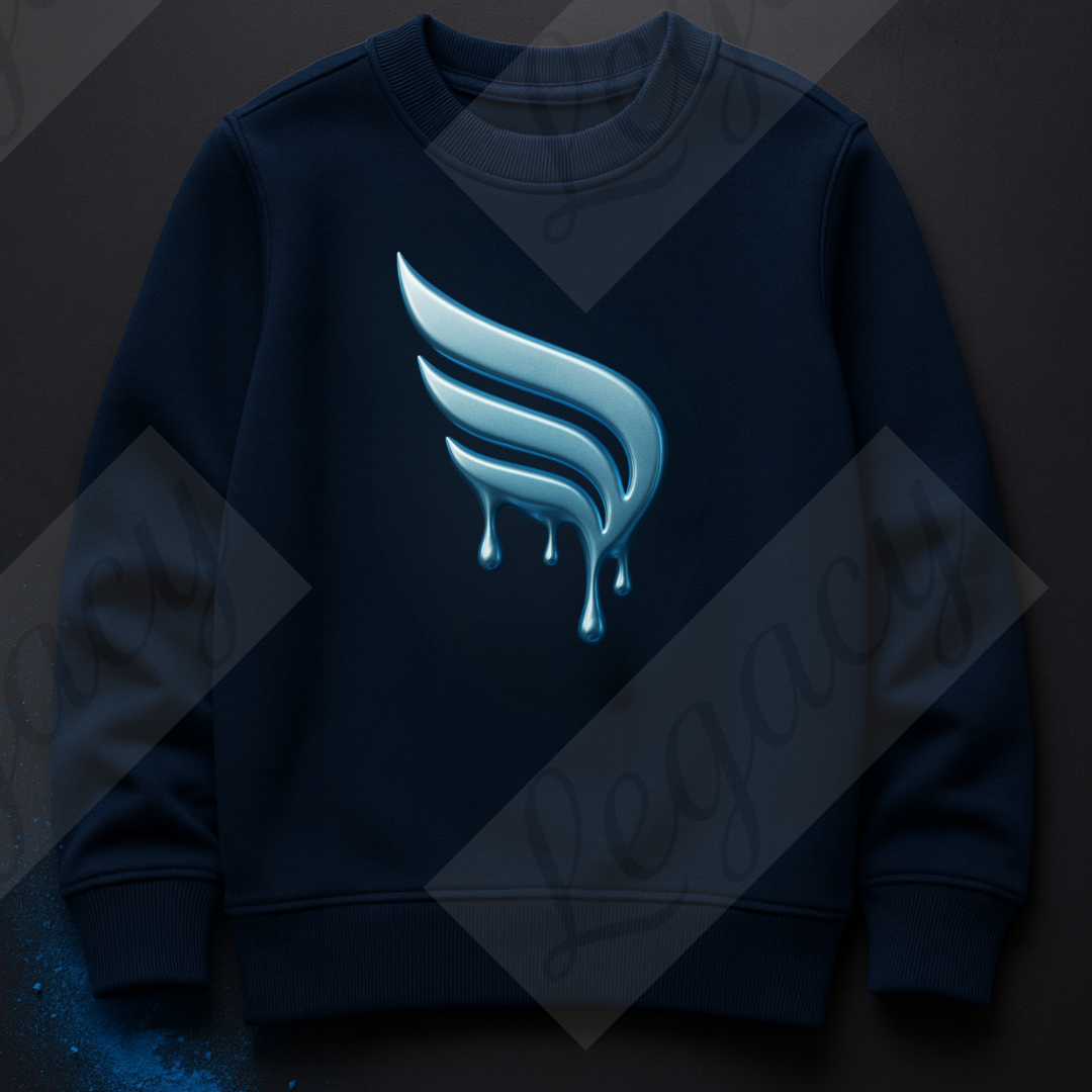 Set Kinder Sweatshirt Dunkel Blau, Weiß+T-Shirt Melt Legacy--Hochwertiger DTF Print/Weiche Baumwolle - Adi-Alex-Legacy