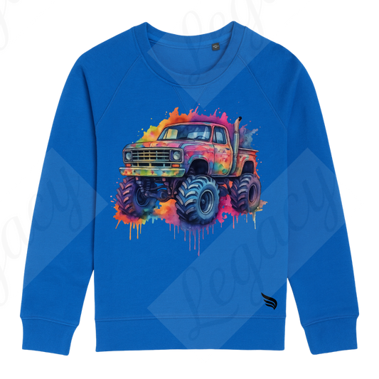 Monster Truck-Kinder Sweatshirt-Hochwertiger DTF Print - Adi-Alex-Legacy
