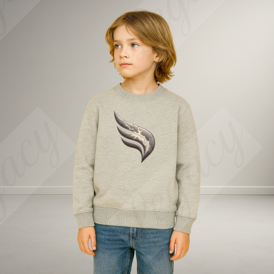 Broken Wing Reborn Grau-Kinder Sweatshirt-Hochwertiger DTF Print/Weiche Baumwolle - Adi-Alex-Legacy