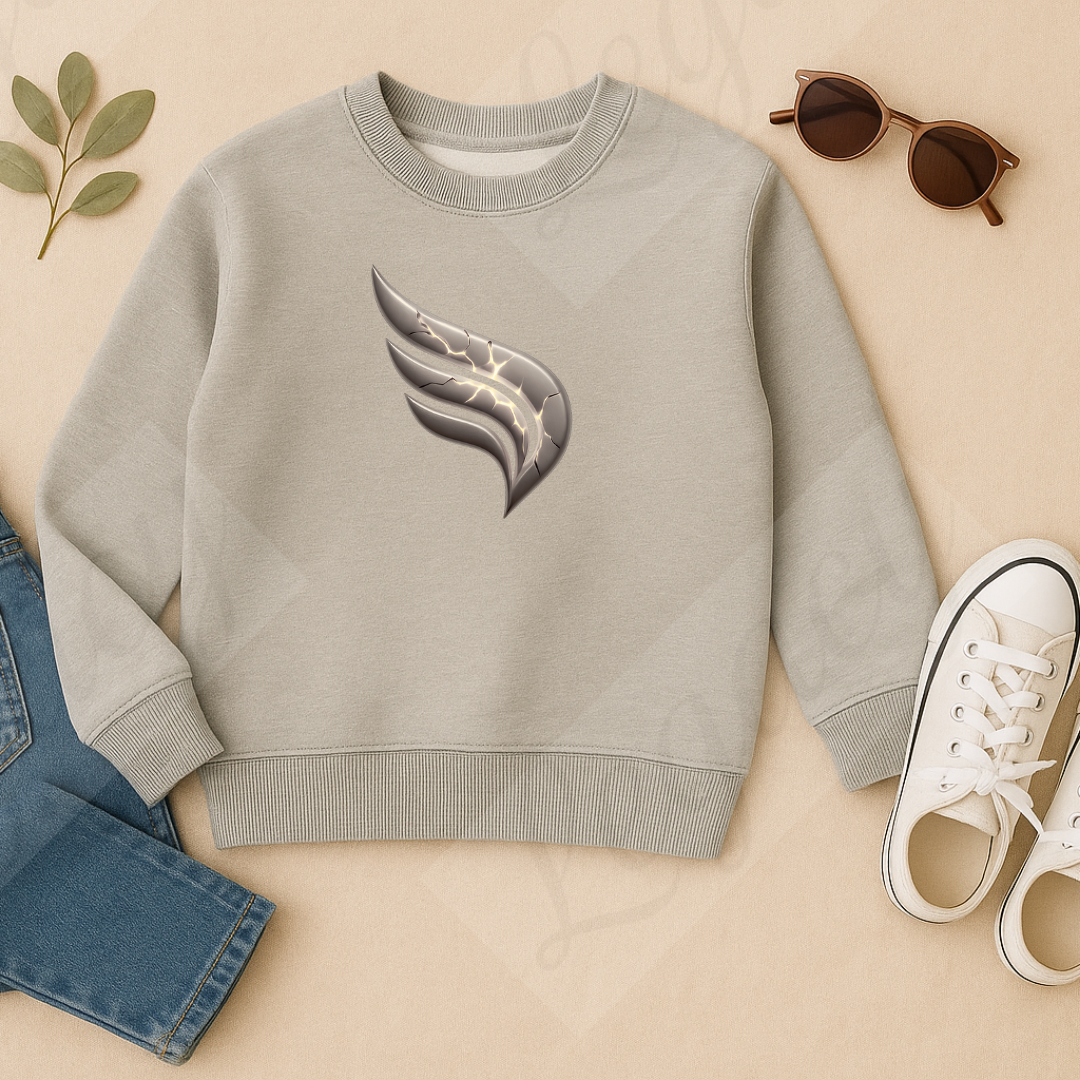 Broken Wing Reborn Grau-Kinder Sweatshirt-Hochwertiger DTF Print/Weiche Baumwolle - Adi-Alex-Legacy