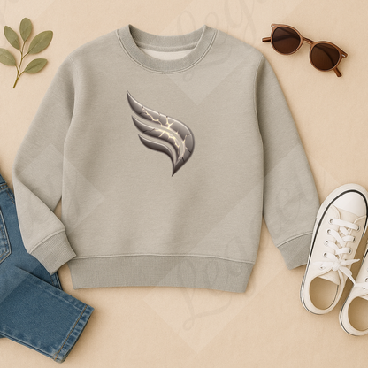 Broken Wing Reborn Grau-Kinder Sweatshirt-Hochwertiger DTF Print/Weiche Baumwolle - Adi-Alex-Legacy