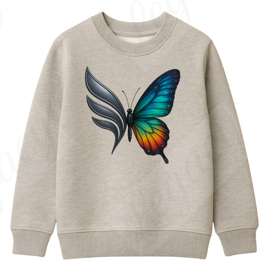 Set Kinder Sweatshirt Grau+T-Butterfly Legacy-Kinder Sweatshirt-Hochwertiger DTF Print/Weiche Baumwolle - Adi-Alex-Legacy