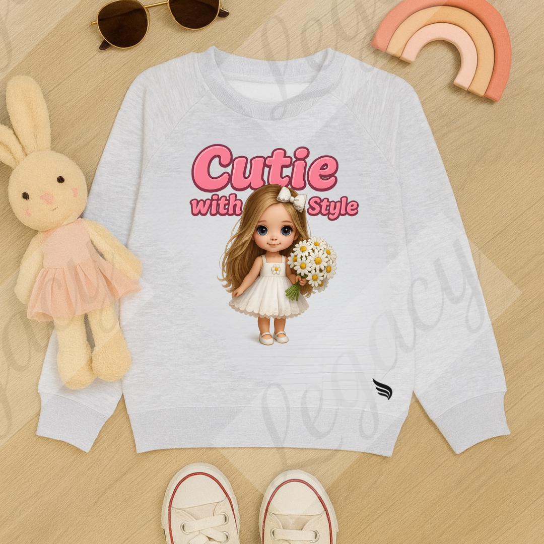 Cutie with Style-Kinder Sweatshirt-Hochwertiger DTF Print/Weiche Baumwolle - Adi-Alex-Legacy