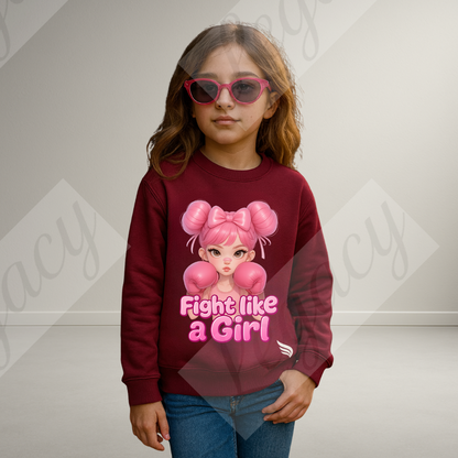 Fight like a Girl-Kinder Sweatshirt-Hochwertiger DTF Print/Weiche Baumwolle - Adi-Alex-Legacy