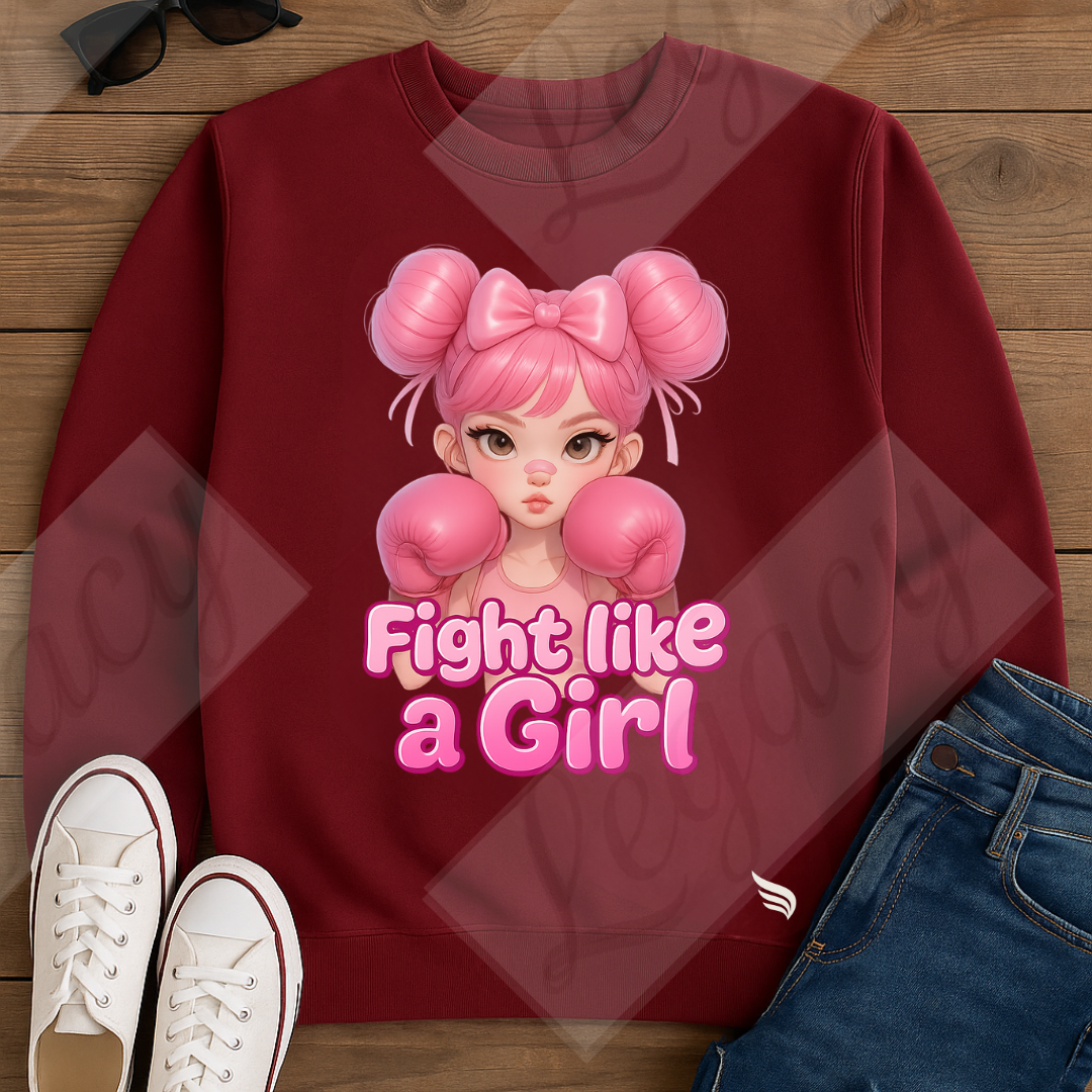 Fight like a Girl-Kinder Sweatshirt-Hochwertiger DTF Print/Weiche Baumwolle - Adi-Alex-Legacy