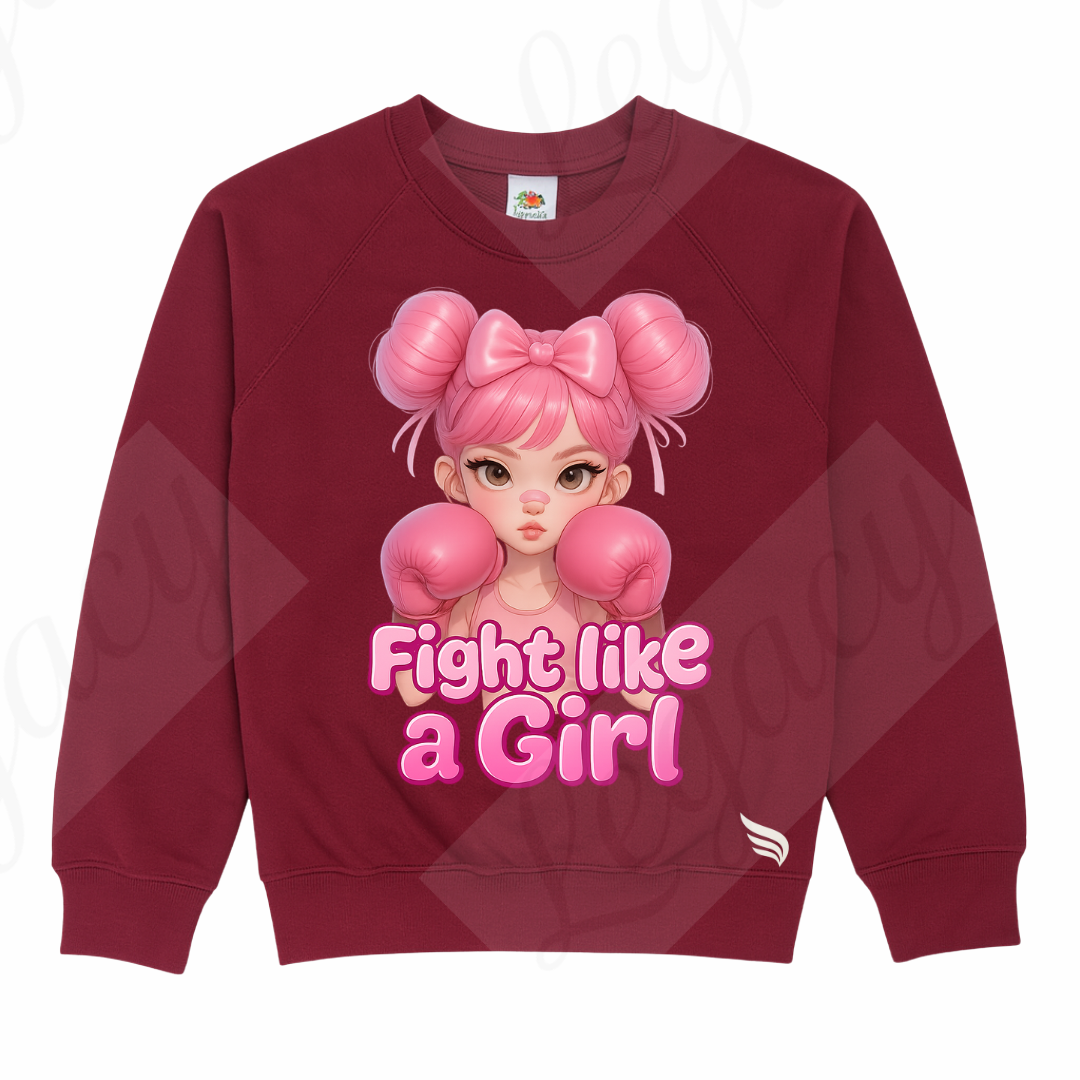 Fight like a Girl-Kinder Sweatshirt-Hochwertiger DTF Print/Weiche Baumwolle - Adi-Alex-Legacy