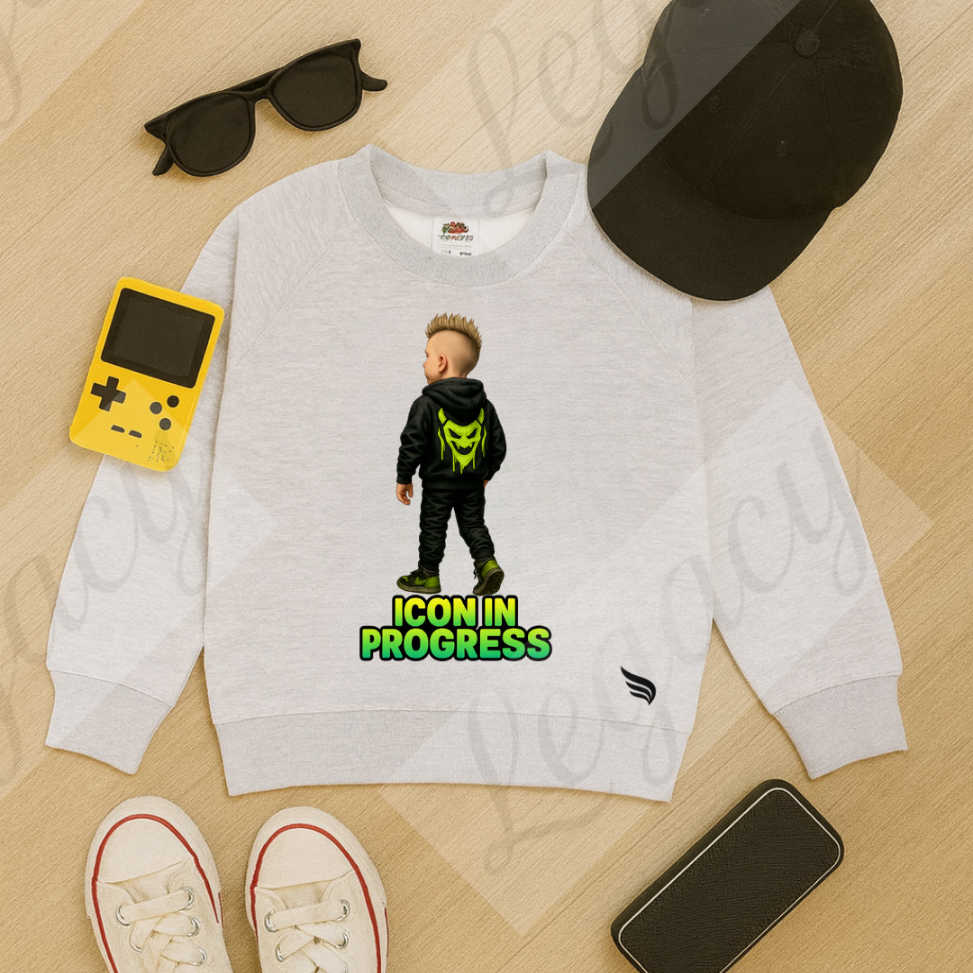 Ikon in Progress-Kinder Sweatshirt-Hochwertiger DTF Print/Weiche Baumwolle - Adi-Alex-Legacy