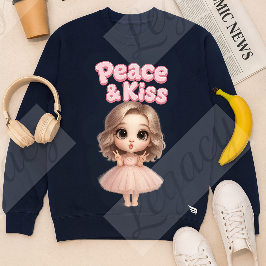 Kiss & Peace-Kinder Sweatshirt-Hochwertiger DTF Print/Weiche Baumwolle - Adi-Alex-Legacy