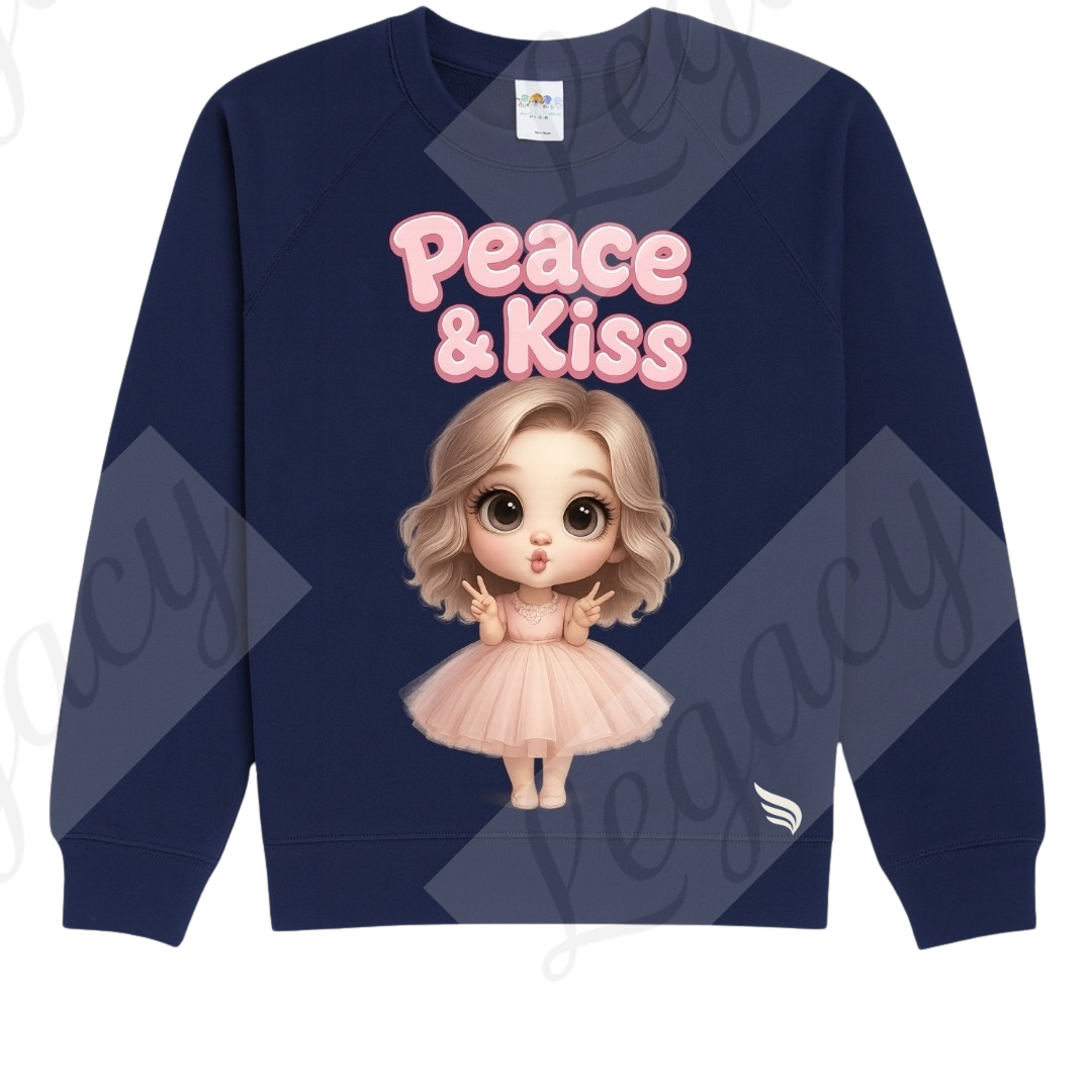 Kiss & Peace-Kinder Sweatshirt-Hochwertiger DTF Print/Weiche Baumwolle - Adi-Alex-Legacy
