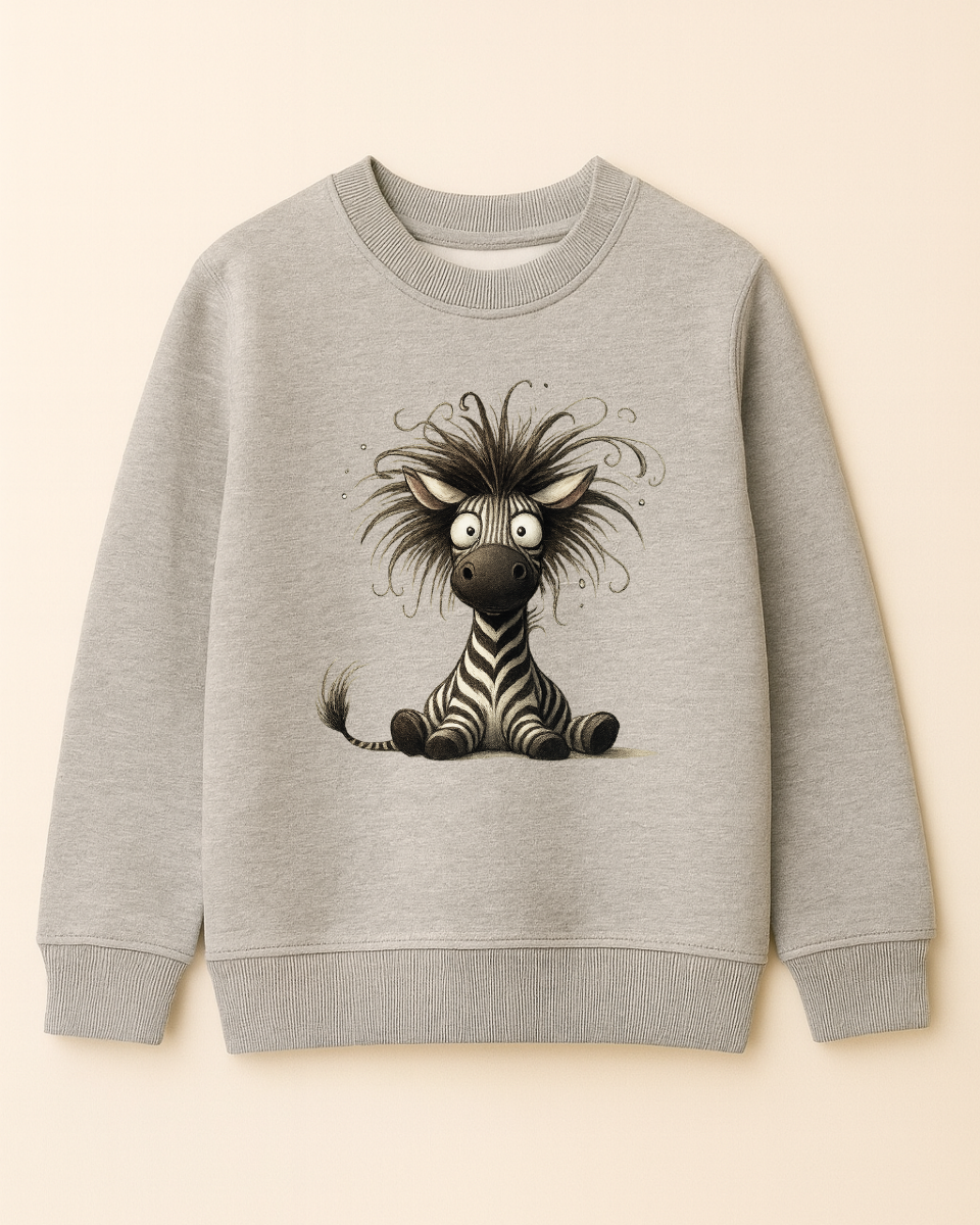 Kinder Sweatshirt Zebra Hellgrau