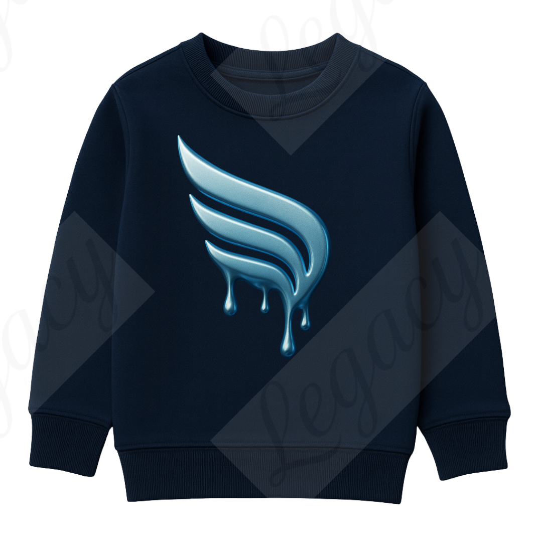 Set Kinder Sweatshirt Dunkel Blau, Weiß+T-Shirt Melt Legacy--Hochwertiger DTF Print/Weiche Baumwolle - Adi-Alex-Legacy