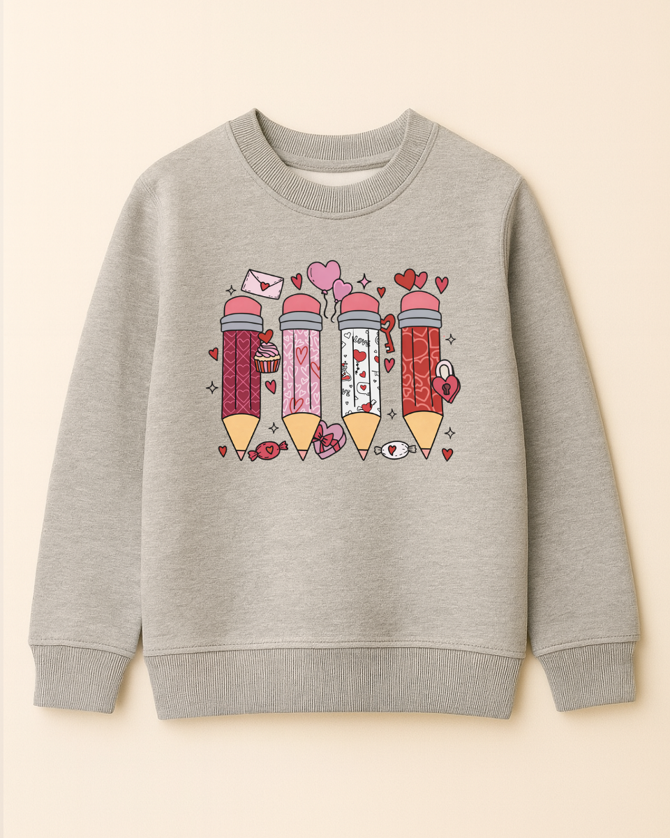 Kinder Sweatshirt Herzstifte Hellgrau