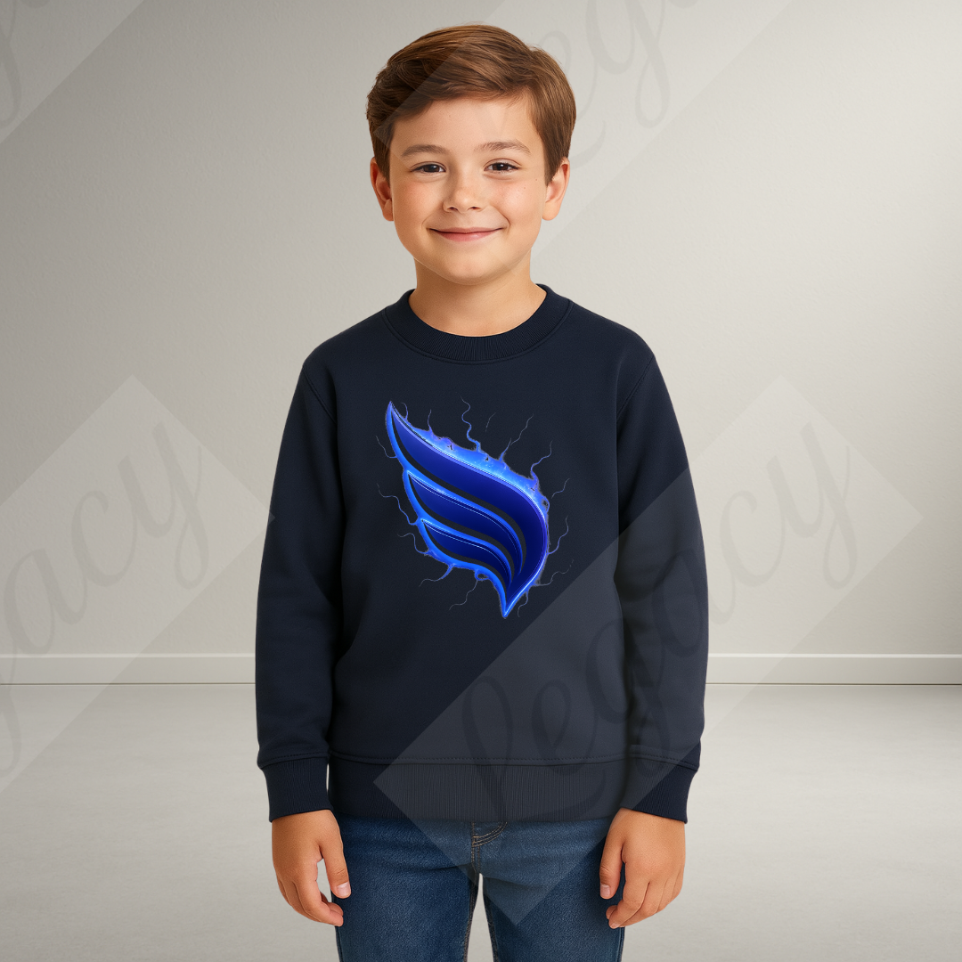 Power Legacy Dunkel Blau-Kinder Sweatshirt-Hochwertiger DTF Print/Weiche Baumwolle - Adi-Alex-Legacy