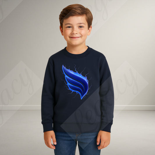 Power Legacy Dunkel Blau-Kinder Sweatshirt-Hochwertiger DTF Print/Weiche Baumwolle - Adi-Alex-Legacy