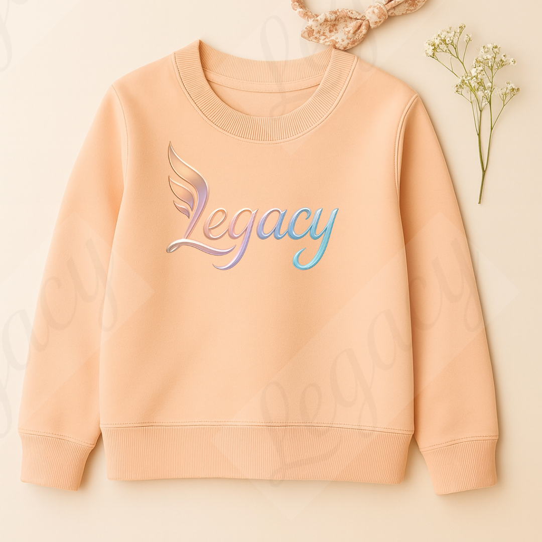 Legacy Girls Original Creamy Rosa-Kinder Sweatshirt-Hochwertiger DTF Print/Weiche Baumwolle - Adi-Alex-Legacy