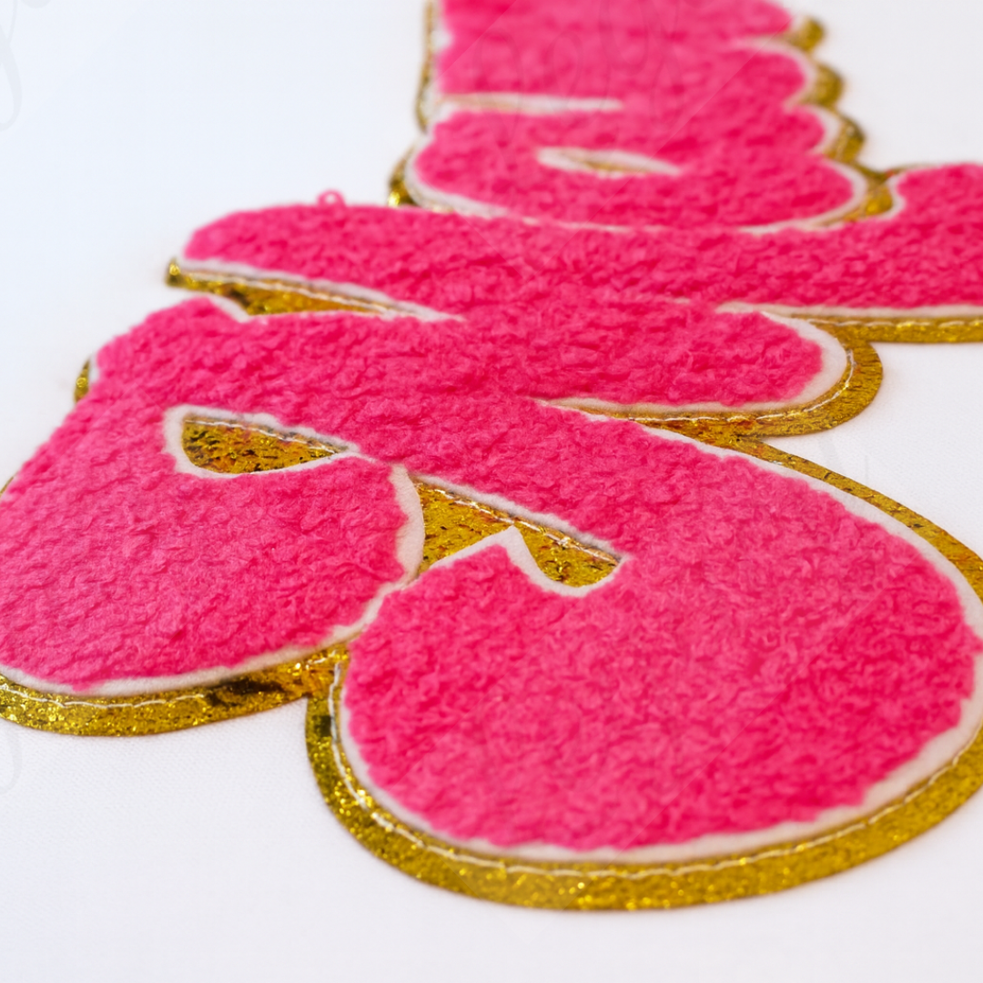 Mama-T-Shirt mit Rosa Frottee Patch und Gold Glitzerkante - Adi-Alex-Legacy