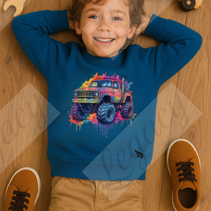 Monster Truck-Kinder Sweatshirt-Hochwertiger DTF Print - Adi-Alex-Legacy