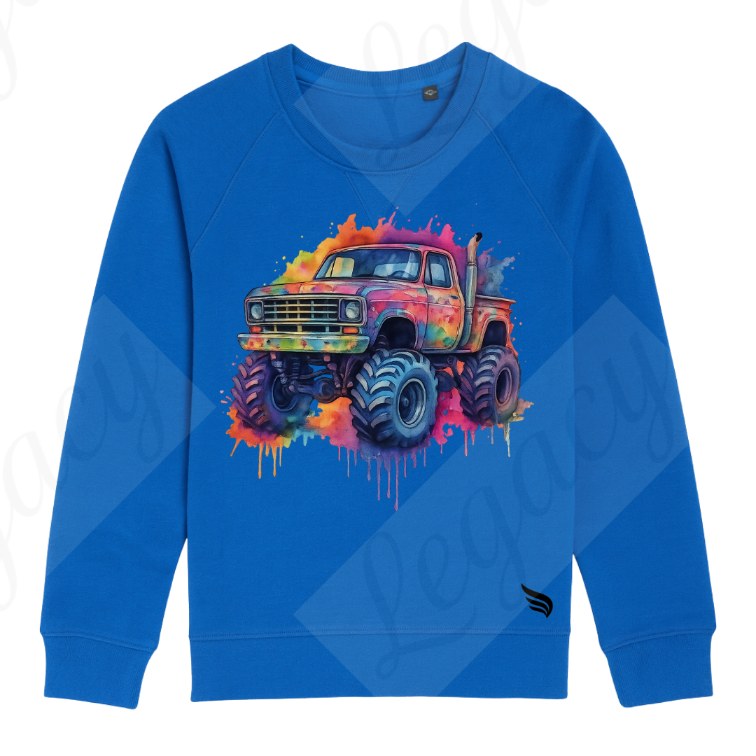 Monster Truck-Kinder Sweatshirt-Hochwertiger DTF Print - Adi-Alex-Legacy