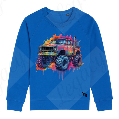 Monster Truck-Kinder Sweatshirt-Hochwertiger DTF Print - Adi-Alex-Legacy