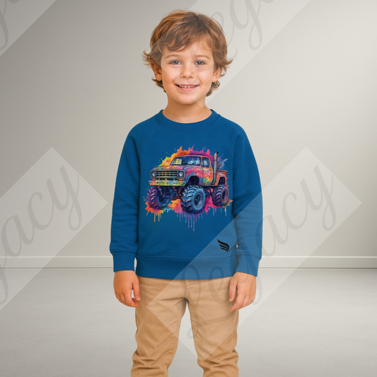 Monster Truck-Kinder Sweatshirt-Hochwertiger DTF Print - Adi-Alex-Legacy