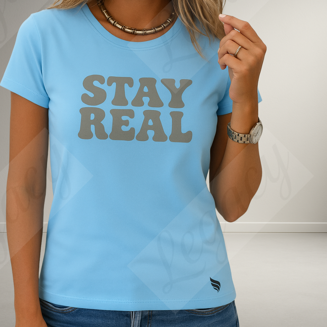 Stay Real. Damen T-Shirt Puff Edition/Nachhaltige Baumwolle - Adi-Alex-Legacy