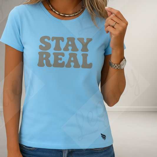 Stay Real. Damen T-Shirt Puff Edition/Nachhaltige Baumwolle - Adi-Alex-Legacy