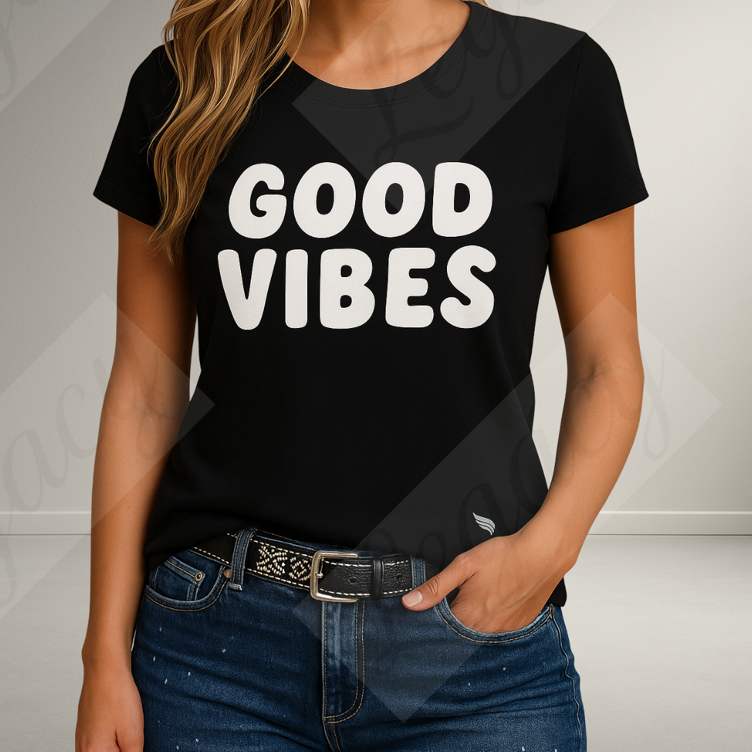 Good Vibes.Damen T-Shirt Puff Edition/Nachhaltige Baumwolle - Adi-Alex-Legacy