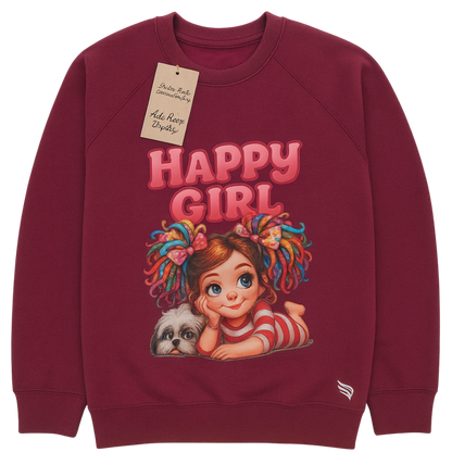 Happy Girl-Kinder Sweatshirt-Hochwertiger DTF Print/Weiche Baumwolle - Adi-Alex-Legacy