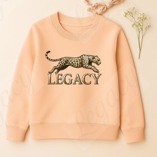 Leopard Creamy Rosa-Kinder Sweatshirt-Hochwertiger DTF Print/Weiche Baumwolle - Adi-Alex-Legacy