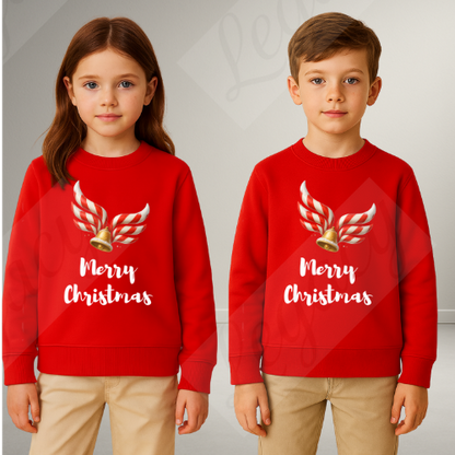 Merry Christmas-Rot Kinder Sweatshirt-Hochwertiger DTF Print/Weiche Baumwolle - Adi-Alex-Legacy
