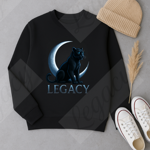 Moon Panther Schwarz -Kinder Sweatshirt-Hochwertiger DTF Print/Weiche Baumwolle 134-161 - Adi-Alex-Legacy
