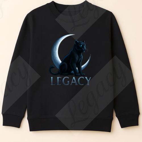 Moon Panther Schwarz -Kinder Sweatshirt-Hochwertiger DTF Print/Weiche Baumwolle 134-161 - Adi-Alex-Legacy
