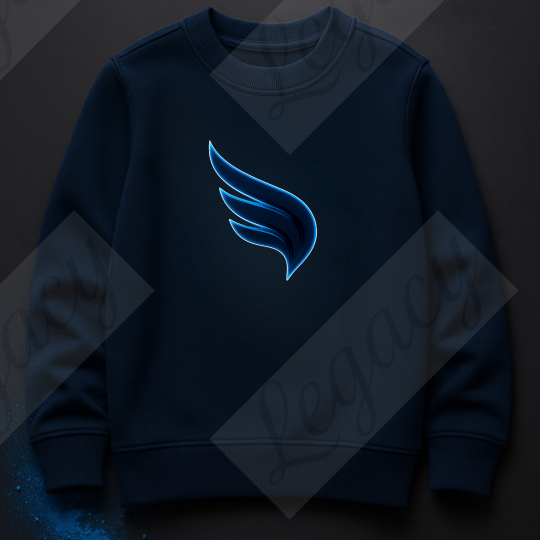 Set Kinder Sweatshirt Dunkel Blau-Weiß+T-Shirt Neon Legacy-Hochwertiger DTF Print/Weiche Baumwolle - Adi-Alex-Legacy