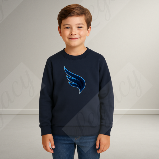 Set Kinder Sweatshirt Dunkel Blau-Weiß+T-Shirt Neon Legacy-Hochwertiger DTF Print/Weiche Baumwolle - Adi-Alex-Legacy