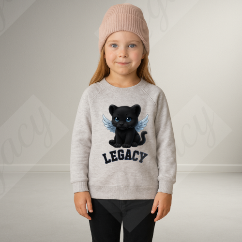 Black Panther Hell Grau -Kinder Sweatshirt-Hochwertiger DTF Print/Weiche Baumwolle 104-140 - Adi-Alex-Legacy