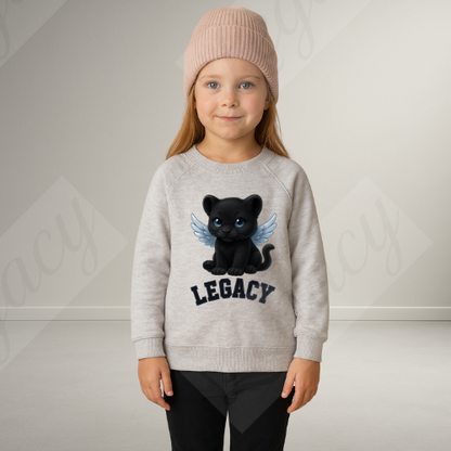 Black Panther Hell Grau -Kinder Sweatshirt-Hochwertiger DTF Print/Weiche Baumwolle 104-140 - Adi-Alex-Legacy