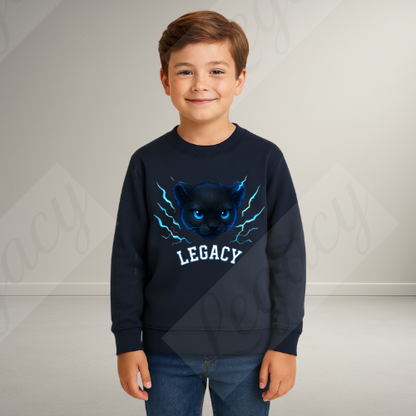Black Panther Dunkel Blau -Kinder Sweatshirt-Hochwertiger DTF Print/Weiche Baumwolle 104-128 - Adi-Alex-Legacy