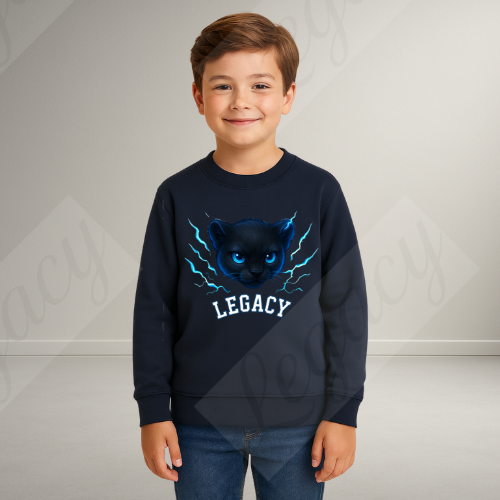 Black Panther Dunkel Blau -Kinder Sweatshirt-Hochwertiger DTF Print/Weiche Baumwolle 104-128 - Adi-Alex-Legacy