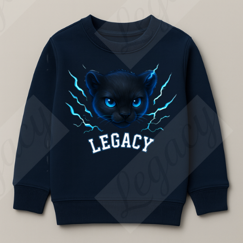 Black Panther Dunkel Blau -Kinder Sweatshirt-Hochwertiger DTF Print/Weiche Baumwolle 104-128 - Adi-Alex-Legacy