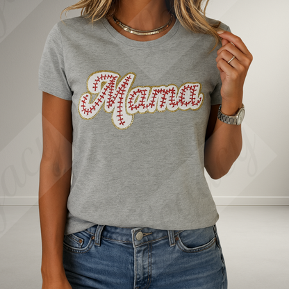 MAMA-T-Shirt mit Baseball Patch und Gold Glitzerkante - Adi-Alex-Legacy