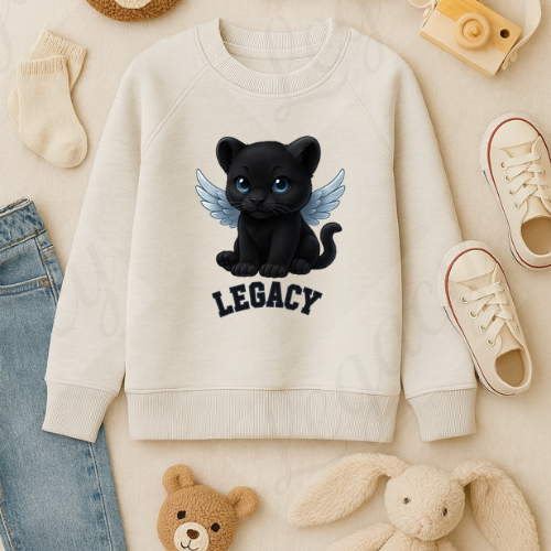 Black Panther Hell Grau -Kinder Sweatshirt-Hochwertiger DTF Print/Weiche Baumwolle 104-140 - Adi-Alex-Legacy